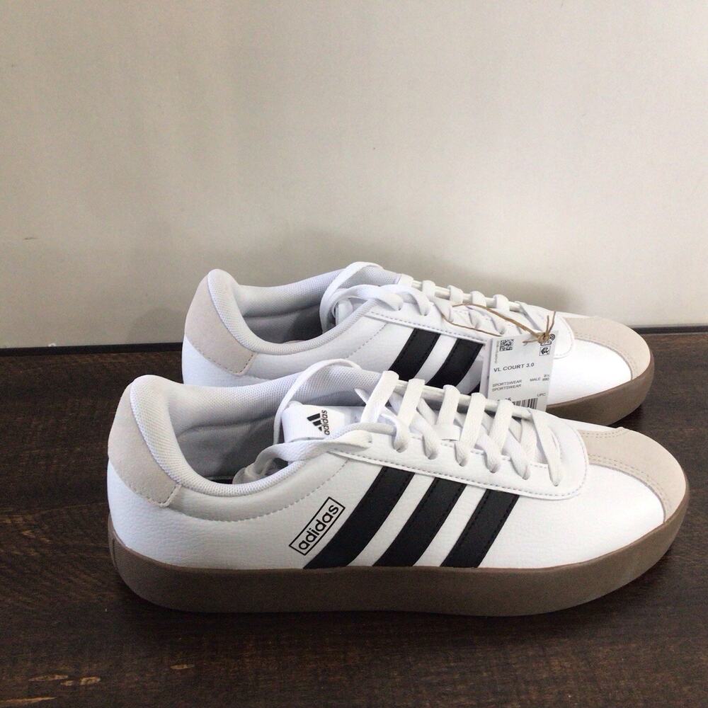 adidas White Black Athletic Sneakers with Gum Sole - Picture 4 of 10